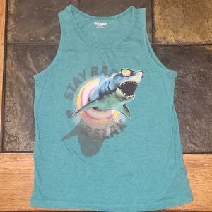 Old Navy Teal Shark Graphic Tank Top